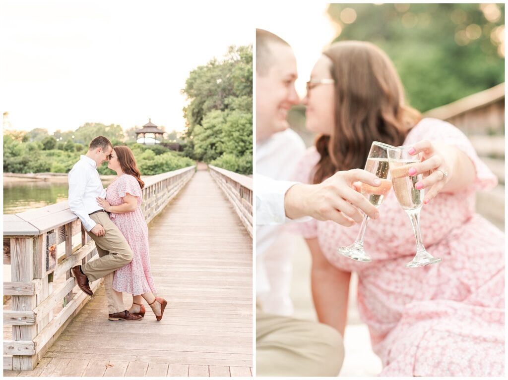 Champagne Toast at Swan Harborn Farm Engagement Session