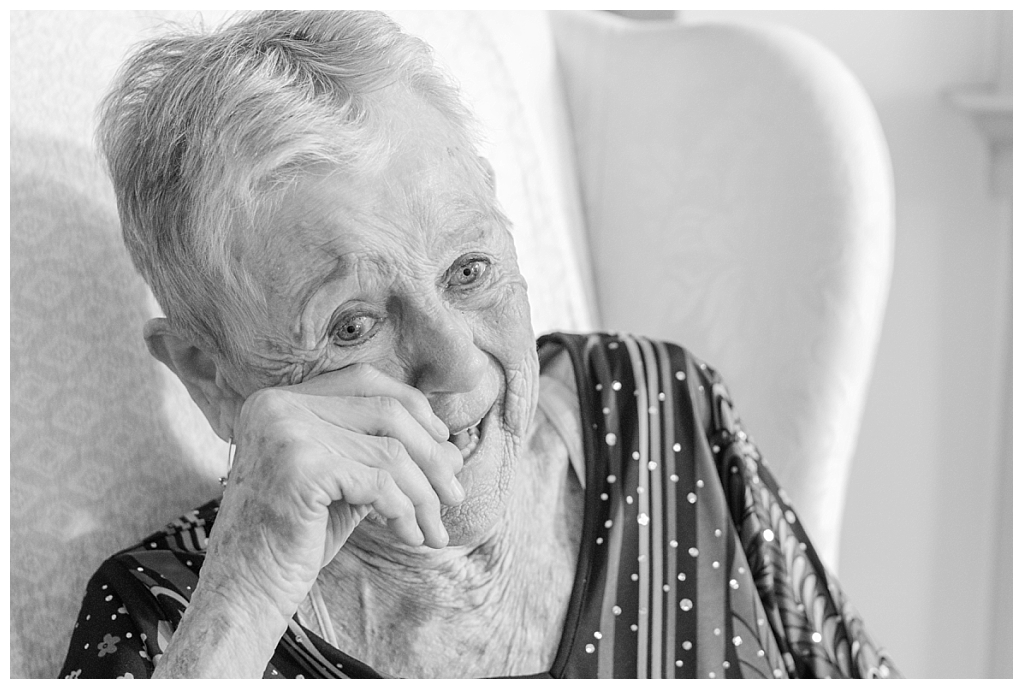 Grandmother crying at the bride
